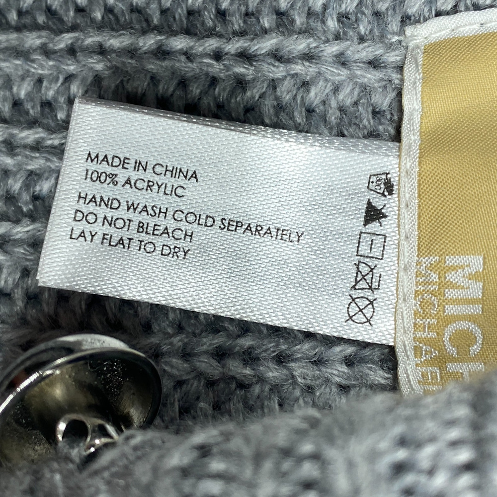 MICHAEL KORS Sweater OS Ribbed Poncho Oversized Turtleneck Asymmetric Gray NEW - Picture 8 of 11
